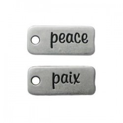 Pendentif métal rectangulaire Peace/Paix