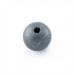 Perle en bois 15mm gris argent