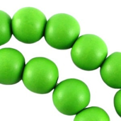 Perle en bois 12mm vert  Fluo