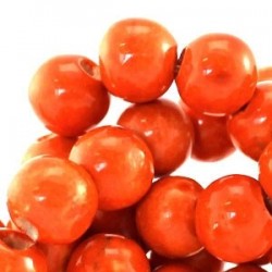 Perle céramique 12mm orange vif