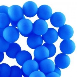 Perle en résine 8mm Bleu Cobalt Fluo Mat