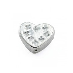 Perle coeur 11x10x4mm argenté