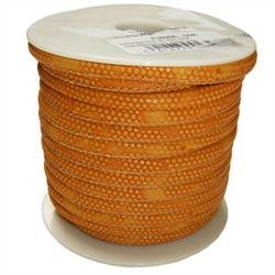 Cordon de cuir syntétique napa 6mm crocodile orange par 25cm