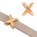 Perle Passant  Croix Métal 8x8x6mm Rose Gold