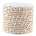 Lanière Daim Artificiel Beige 5mm Rivets Argentés/20cm