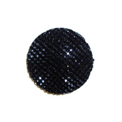 Cabochon Rond 16mm Strass Noir