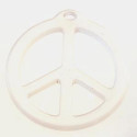 pendentif peace résine 25mm brillant blanc