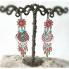 Boucles d'oreille Attrape Rêve Corail Turquoise