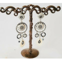 Boucles d'oreille Emaux Noir Blanc Gris