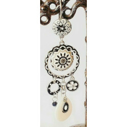 Boucles d'oreille Emaux Noir  Blanc Gris