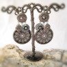 Boucles d'oreille Emaux Rosasse Noir Gris