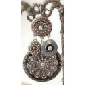Boucles d'oreille Emaux Rosasse Noir Gris