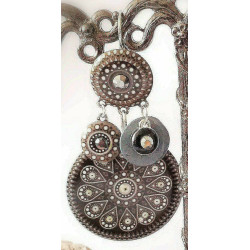 Boucles d'oreille Emaux Rosasse Noir   Gris