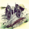 Boucles d'oreille Emaux Strass Noir Gris