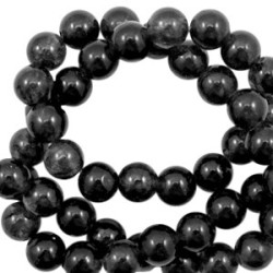 Pierres naturelles Jade rond 8mm Noir opale