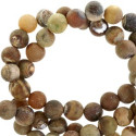 Pierres Semi-Précieuses Agate 8mm Rond Mat  Brun  Multicolore