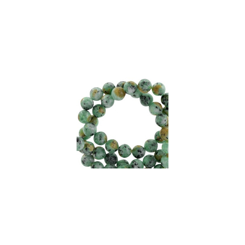 Pierres Semi-Précieuses Agate 8mm Rond Mat Vert  Multicolore