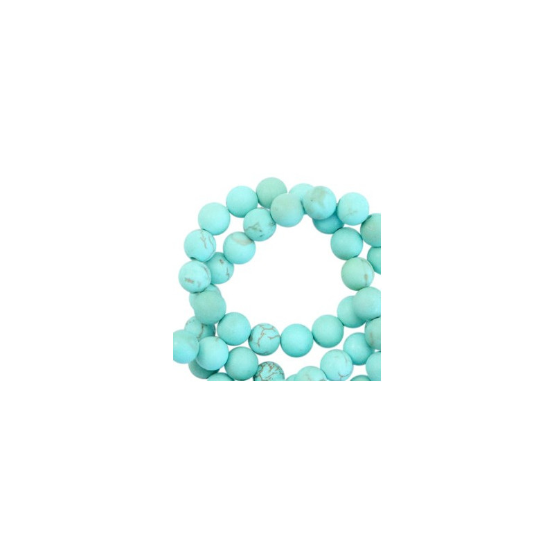 Pierres Semi-Précieuses Turquoise 6mm Rond Mat Bleu Turquoise