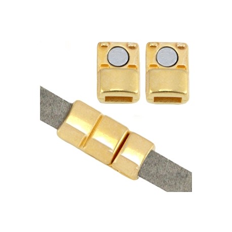 Fermoir aimanté en métal DQ (pour cuir plat 5mm) doré (sans nickel)