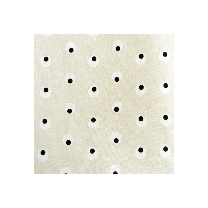 Carrré de Tissus  Beige rond Blanc 20 cm x 20 cm