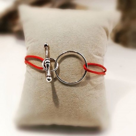 Bracelet Argent 925 Lacet coton enduit rouge