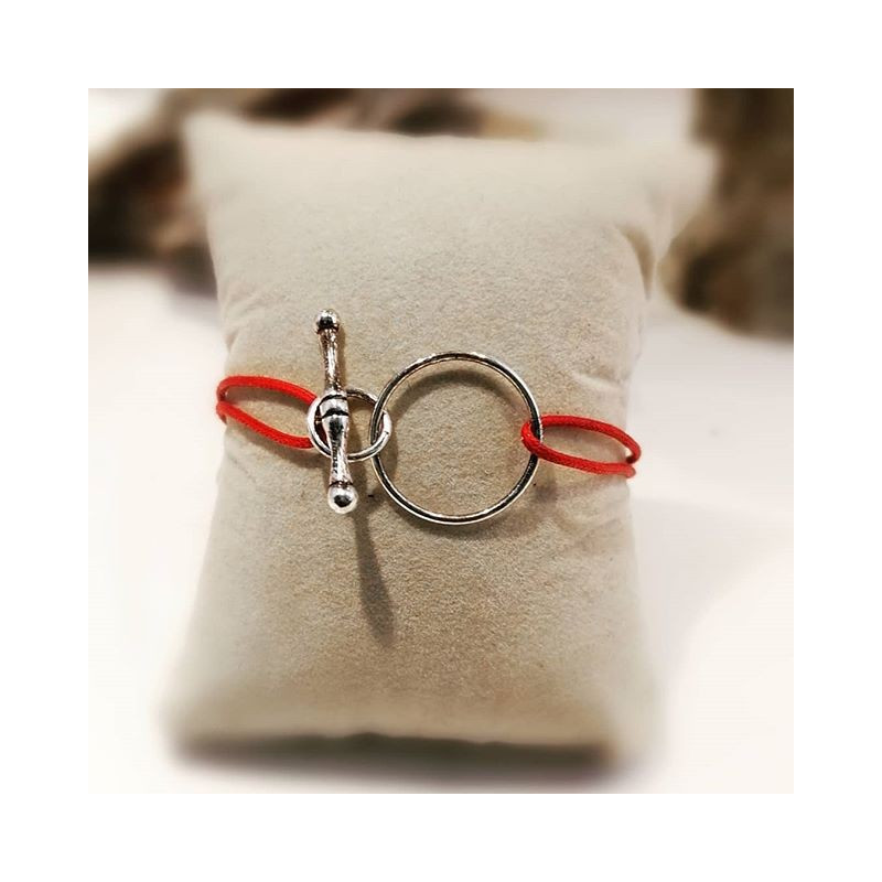 Bracelet Argent 925 Lacet coton enduit rouge