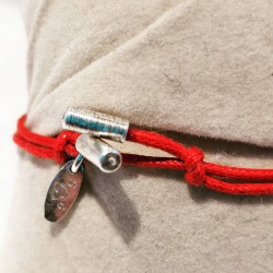 Bracelet Argent 925 Lacet coton enduit rouge