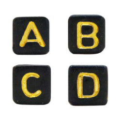 Perles lettres acryliques mélangées Noir-doré +/- 250 pieces