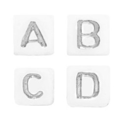 Perles lettres acryliques mélangées Blanc-argenté +/- 250 pieces