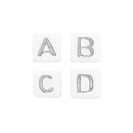 Perles lettres acryliques mélangées Blanc-argenté +/- 250 pieces