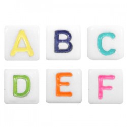 Perles lettres acryliques mélangées Multicolore-blanc +/- 375 pieces