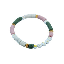 Bracelet Heishi Vert Rose by Nomade