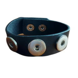 Bracelet Cuir Noir  triple Click'on 18mm