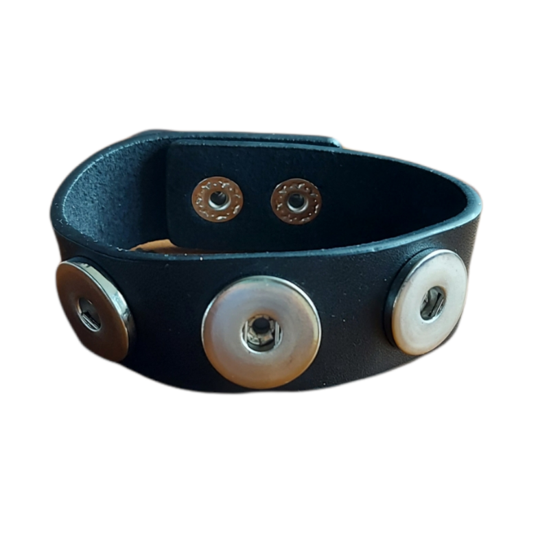 Bracelet Cuir Noir  triple Click'on 18mm