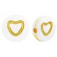 Perles lettres acryliques coeurs Blanc-doré 7mm