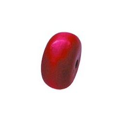 Perle bois roue 16 mm rouge
